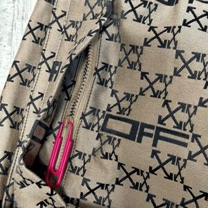 Off-White Patterned Shorts in Black and Tan